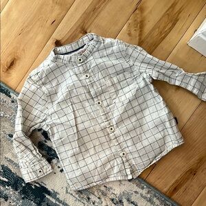 Zara Baby Cream and Blue Plaid Shirt